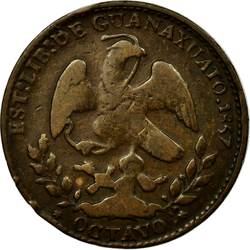 Munten, Mexico, 1/8 Real, Octavo Real, 1857, Guanajuato, FR, Tin, KM:328