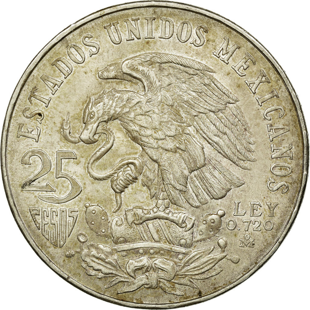 Coin, Mexico, 25 Pesos, 1968, Mexico, AU(55-58), Silver, KM:479.1