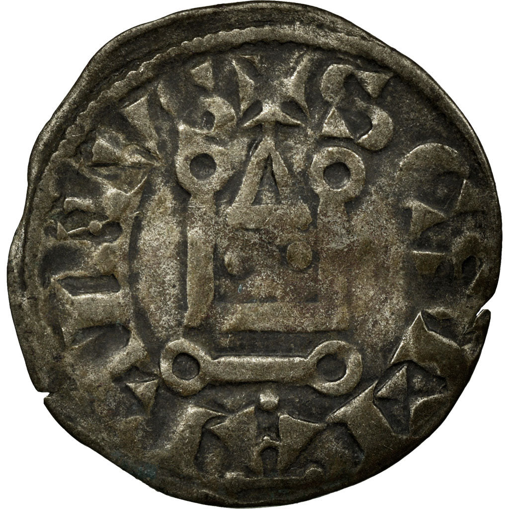 Moneta, Francia, Philip II, Denier Tournois, Saint-Martin de Tours, MB+