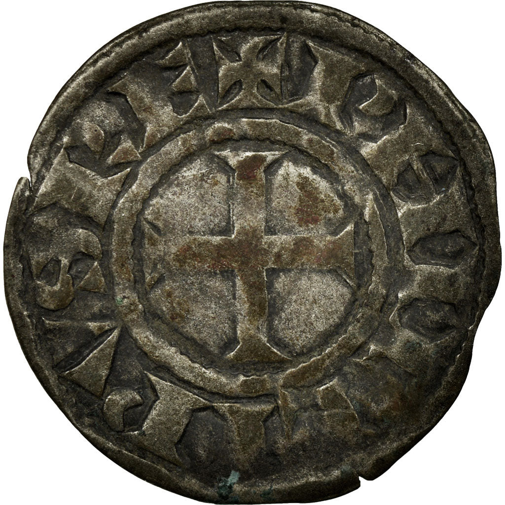 Moneta, Francia, Philip II, Denier Tournois, Saint-Martin de Tours, MB+