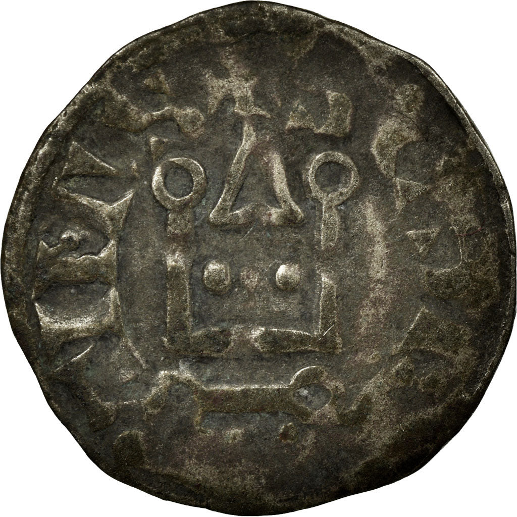 Moeda, França, Philip II, Denier Tournois, Saint-Martin de Tours, VF(20-25)
