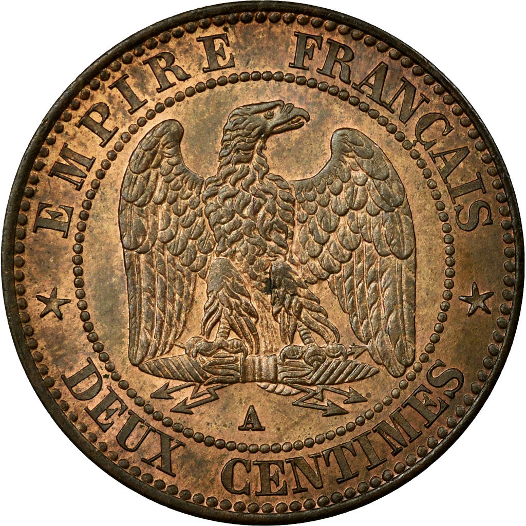 Coin, France, Napoleon III, Napoléon III, 2 Centimes, 1855, Paris, MS(60-62)