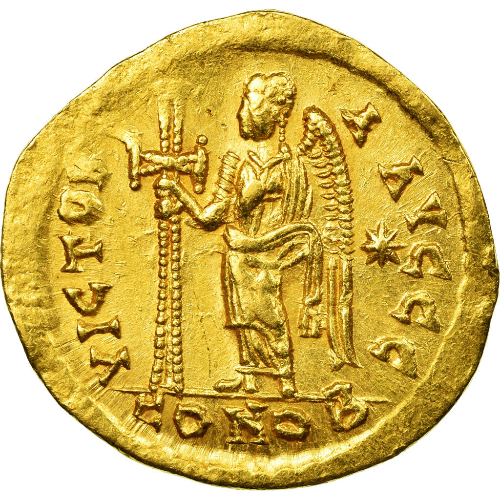 Coin, Basiliscus, Solidus, 475-476, Constantinople, AU(50-53), Gold, RIC:1003