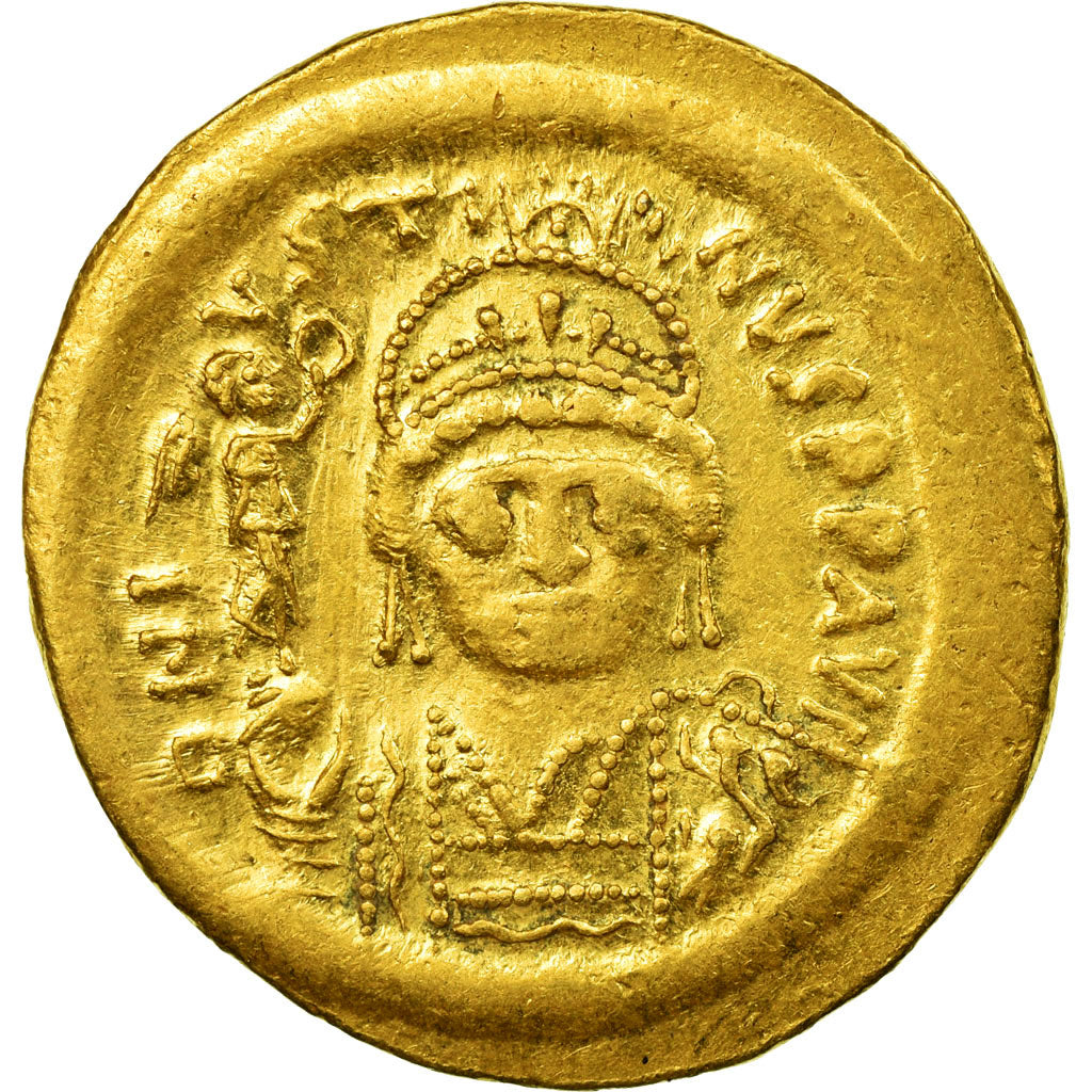 Moneta, Justin II, Solidus, 565-578 AD, Constantinople, BB+, Oro, Sear:345