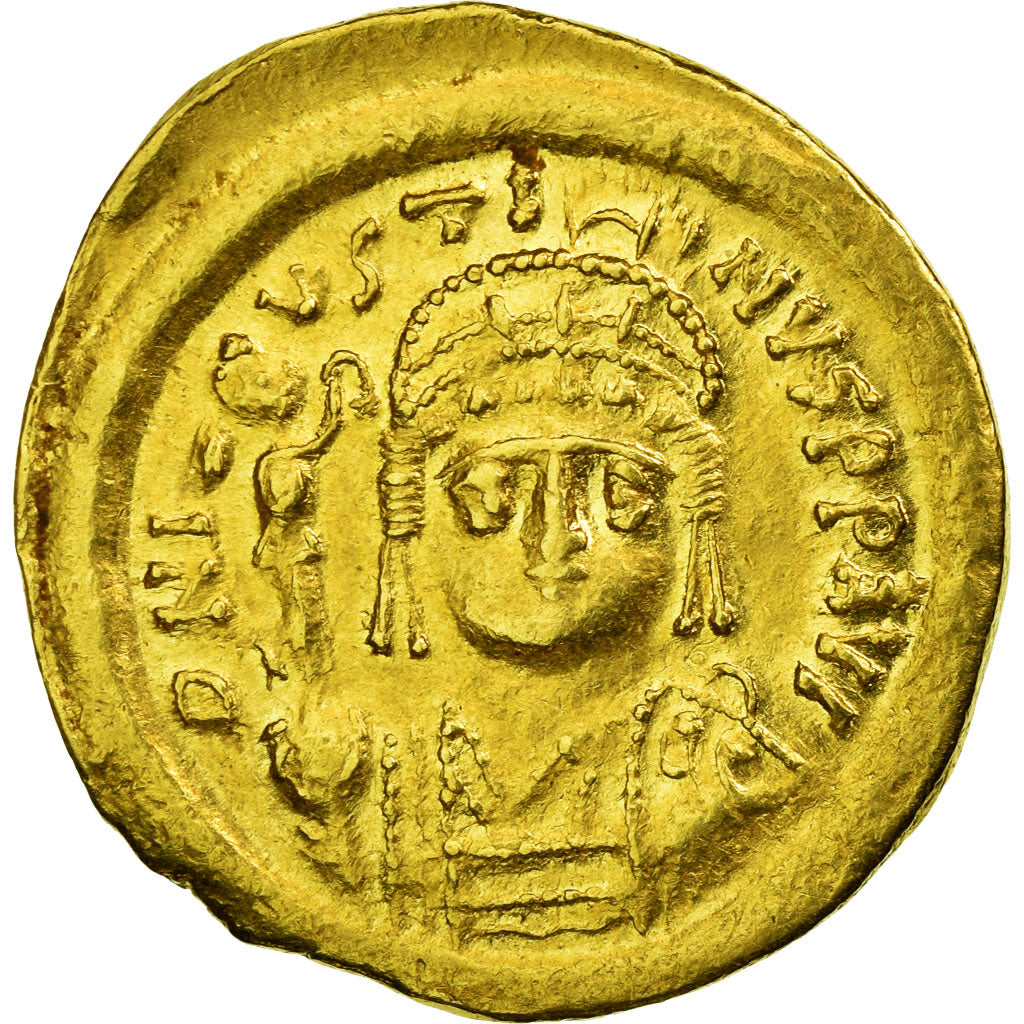 Coin, Justin II, Solidus, 565-578 AD, Constantinople, AU(55-58), Gold, Sear:345