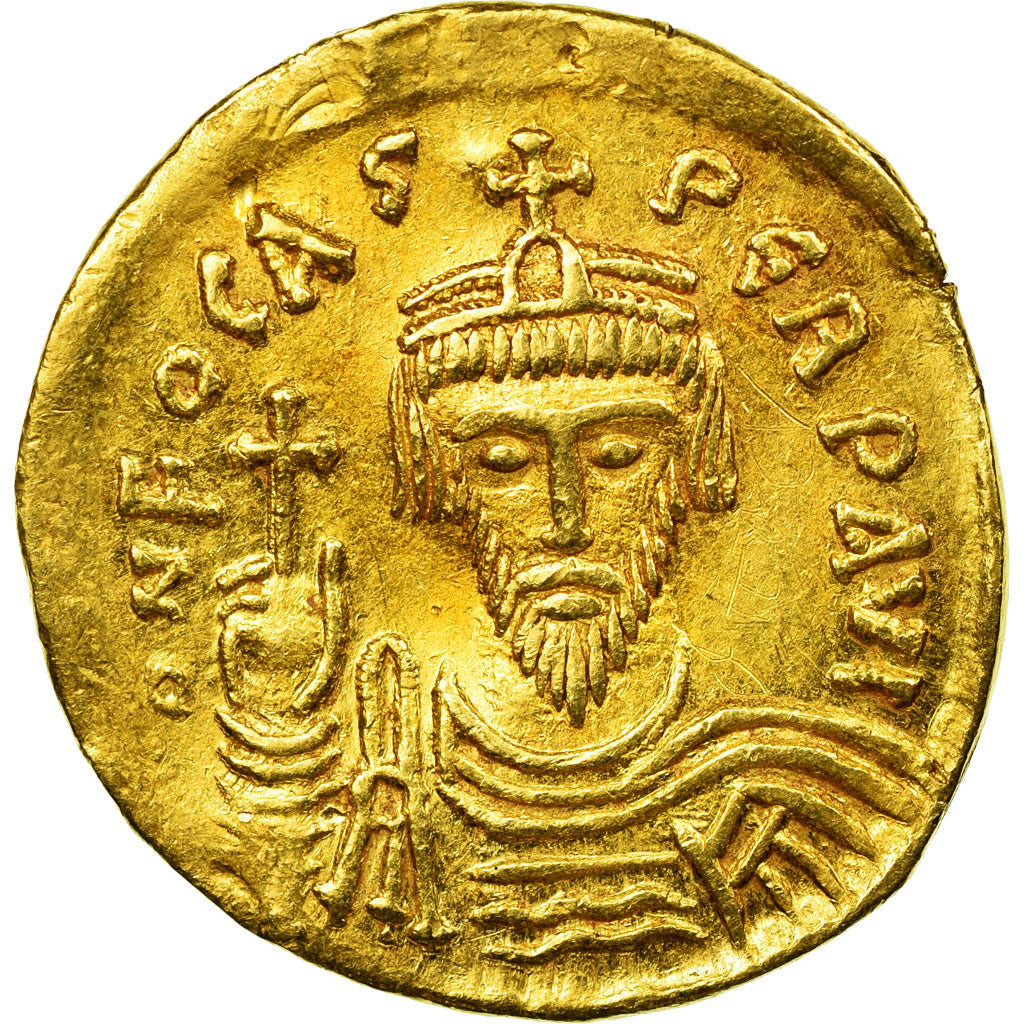 Coin, Phocas, Solidus, 603-607, Constantinople, AU(50-53), Gold, Sear:618