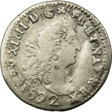 Coin, France, Louis XIV, 4 Sols aux 2 L, 1692, Montpellier, VF(20-25), Silver