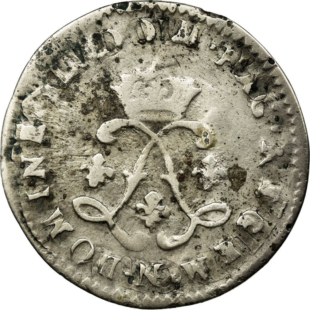 Coin, France, Louis XIV, 4 Sols aux 2 L, 1692, Montpellier, VF(20-25), Silver