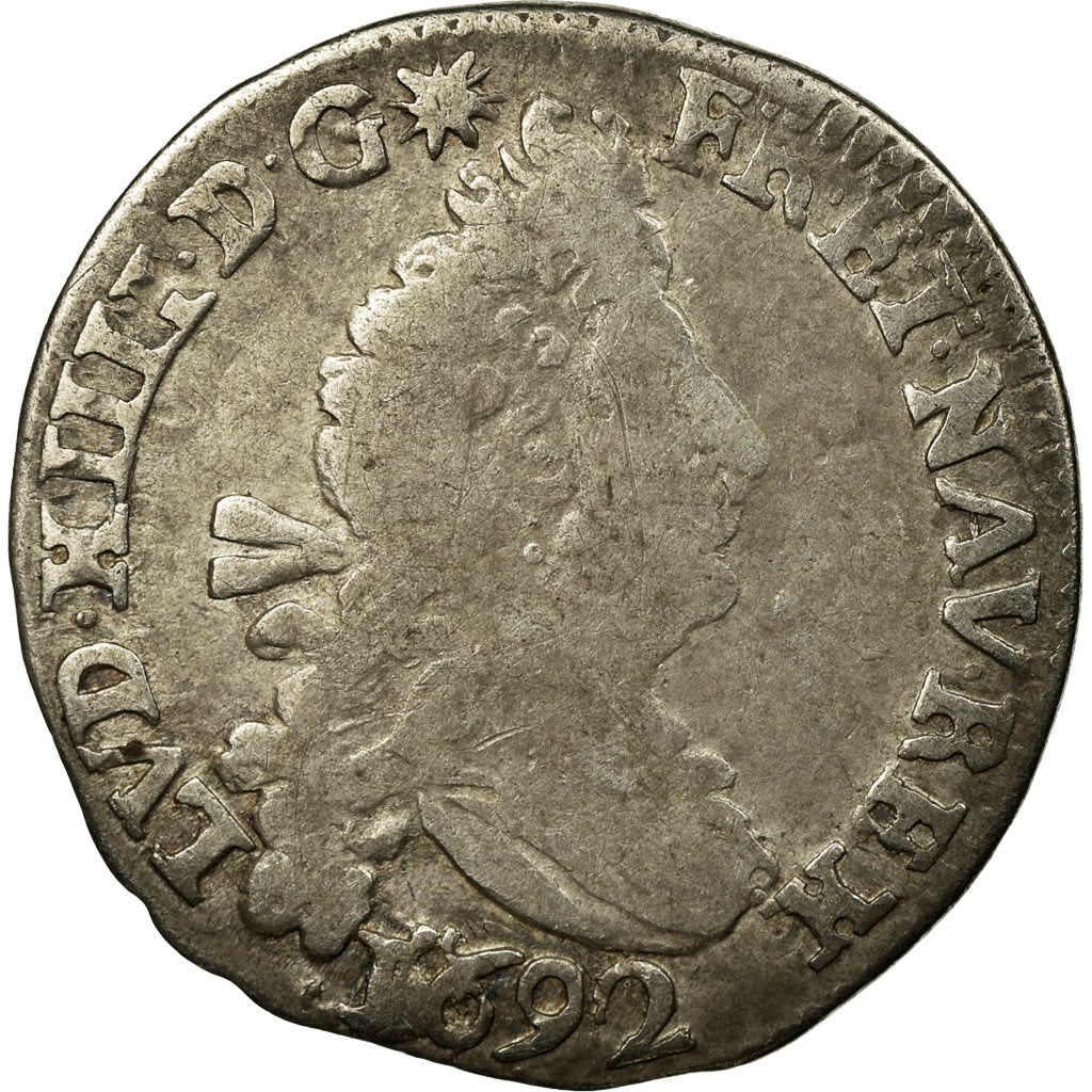 Munten, Frankrijk, Louis XIV, 4 Sols aux 2 L, 1692, La Rochelle, FR, Zilver