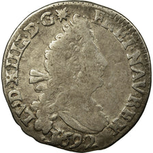 Munten, Frankrijk, Louis XIV, 4 Sols aux 2 L, 1692, La Rochelle, FR, Zilver
