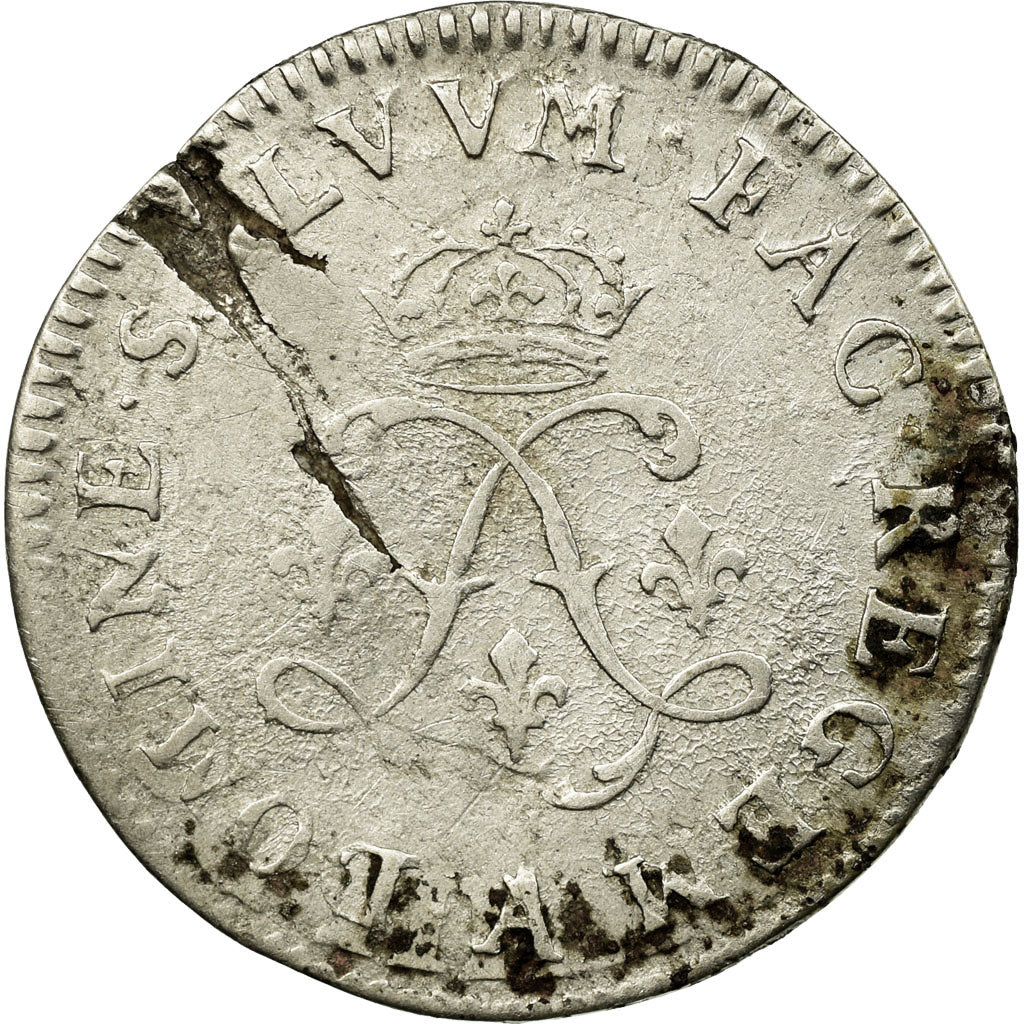 Moneda, Francia, Louis XIV, 4 Sols aux 2 L, 1691, Paris, BC+, Plata, Gadoury:106