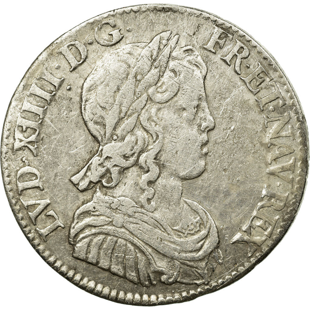 Monnaie, France, Louis XIV, 1/4 Écu à la mèche longue, 1648, Paris, TB+