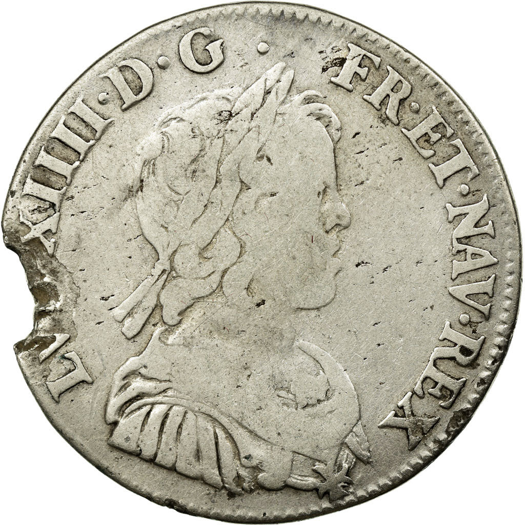 Monnaie, France, Louis XIV, 1/4 Écu à la mèche courte, 1644, Paris, TB