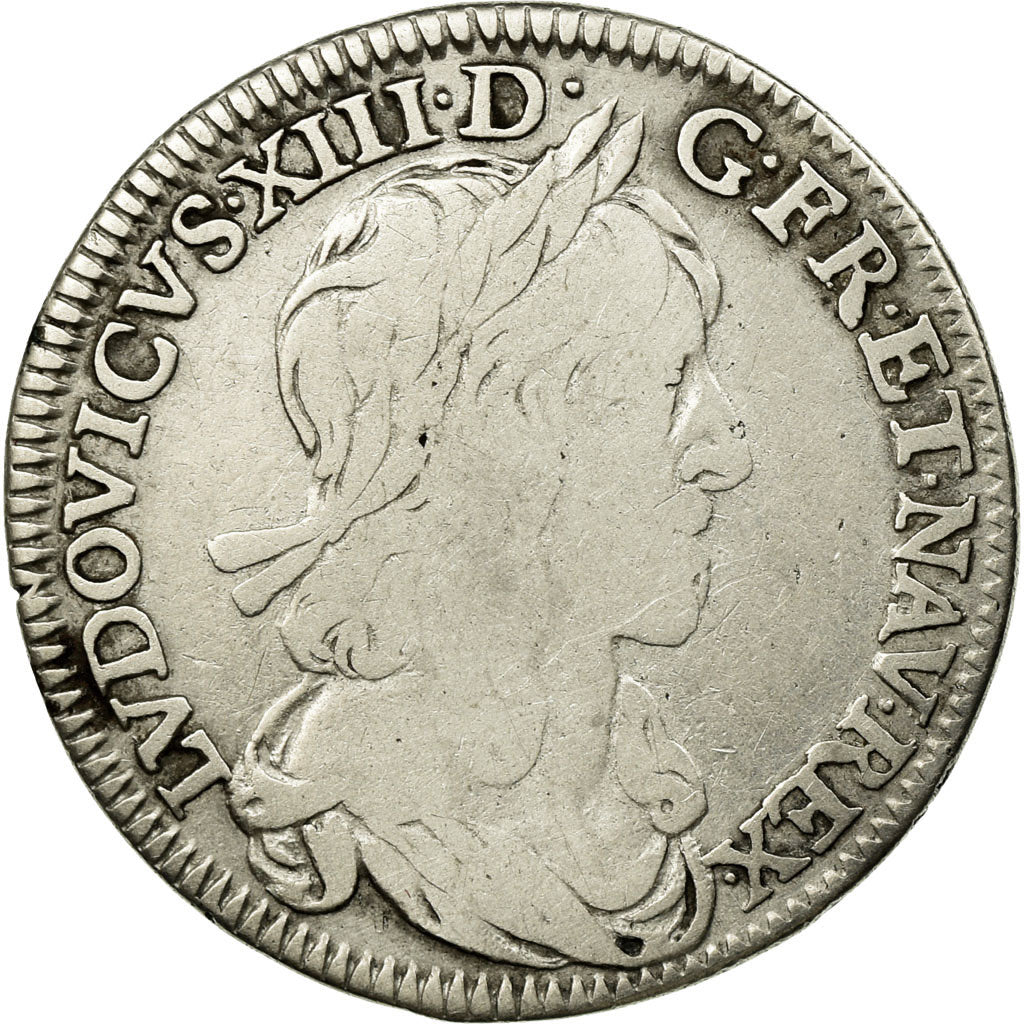 Moneda, Francia, Louis XIII, 1/4 Ecu, 1642, Paris, 1er poinçon de Warin, BC+
