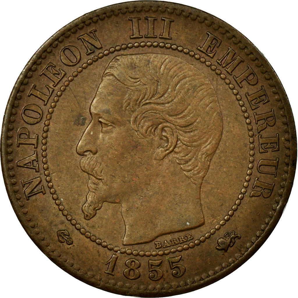 Coin, France, Napoleon III, Napoléon III, 2 Centimes, 1855, Lyon, AU(50-53)