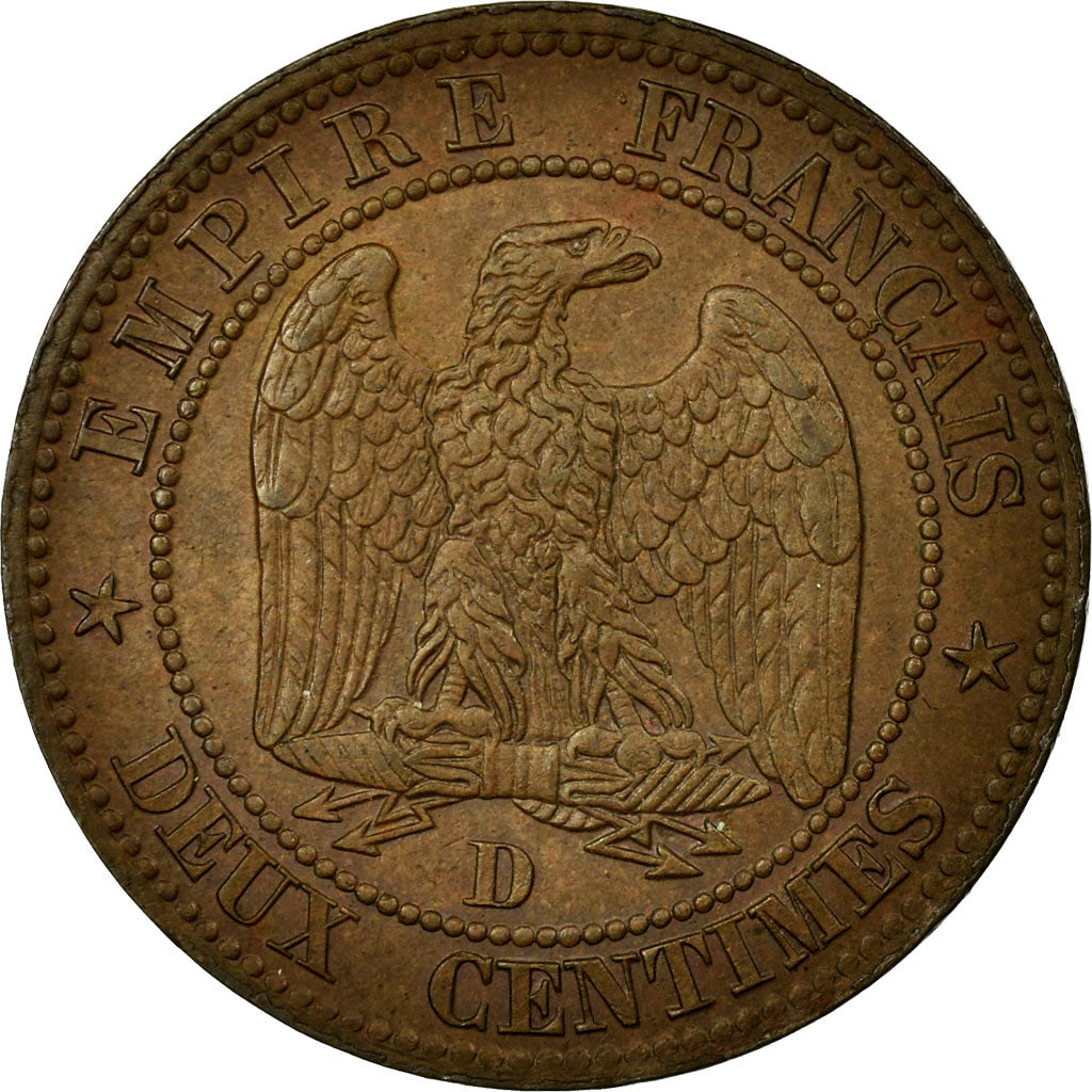 Coin, France, Napoleon III, Napoléon III, 2 Centimes, 1855, Lyon, AU(50-53)