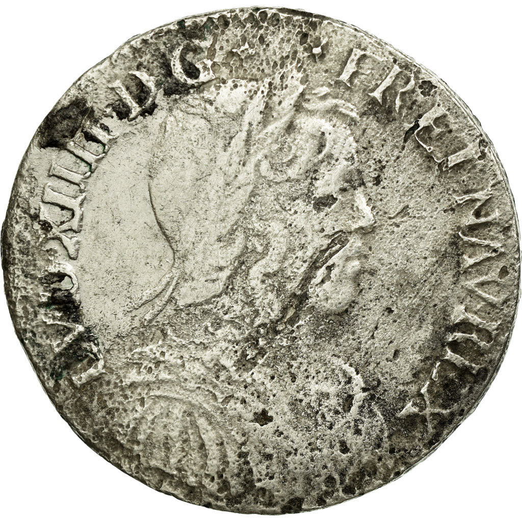Moneda, Francia, Louis XIV, 1/2 Écu à la mèche longue, 1652, Saint Lô, BC+