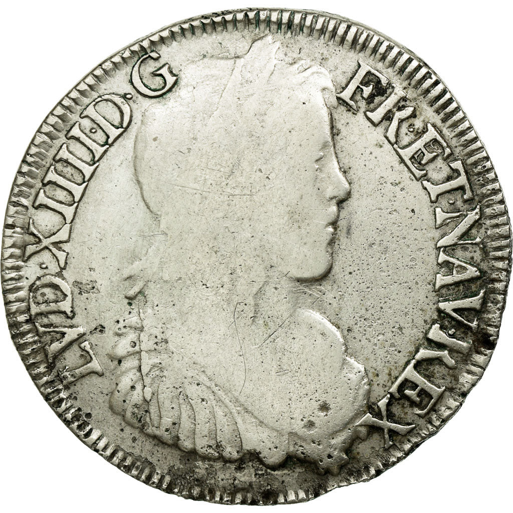 Monnaie, France, Louis XIV, 1/2 Écu à la mèche longue, 1651, Bayonne, TB