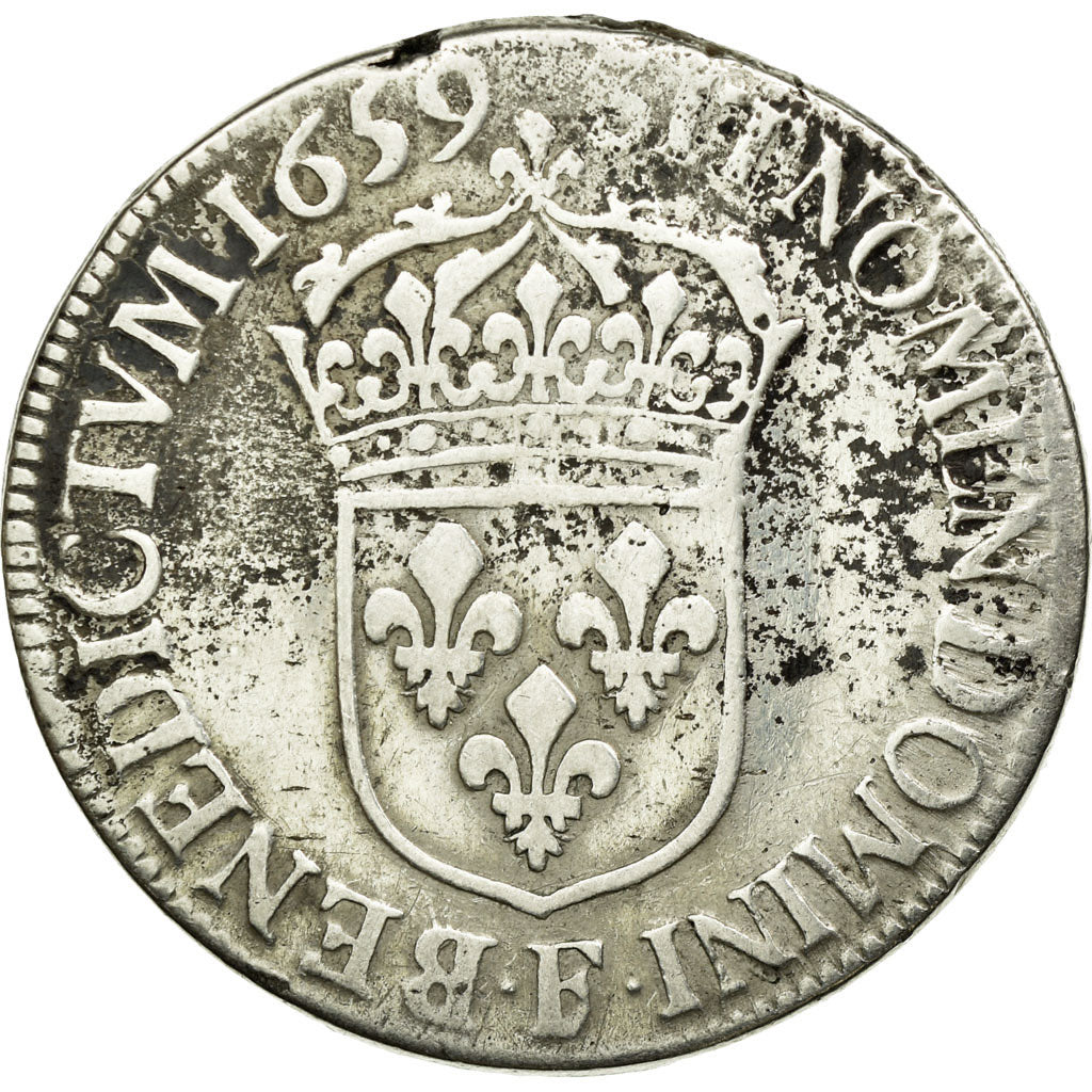 Munten, Frankrijk, Louis XIV, 1/2 Écu à la mèche longue, 1659, Angers, FR+