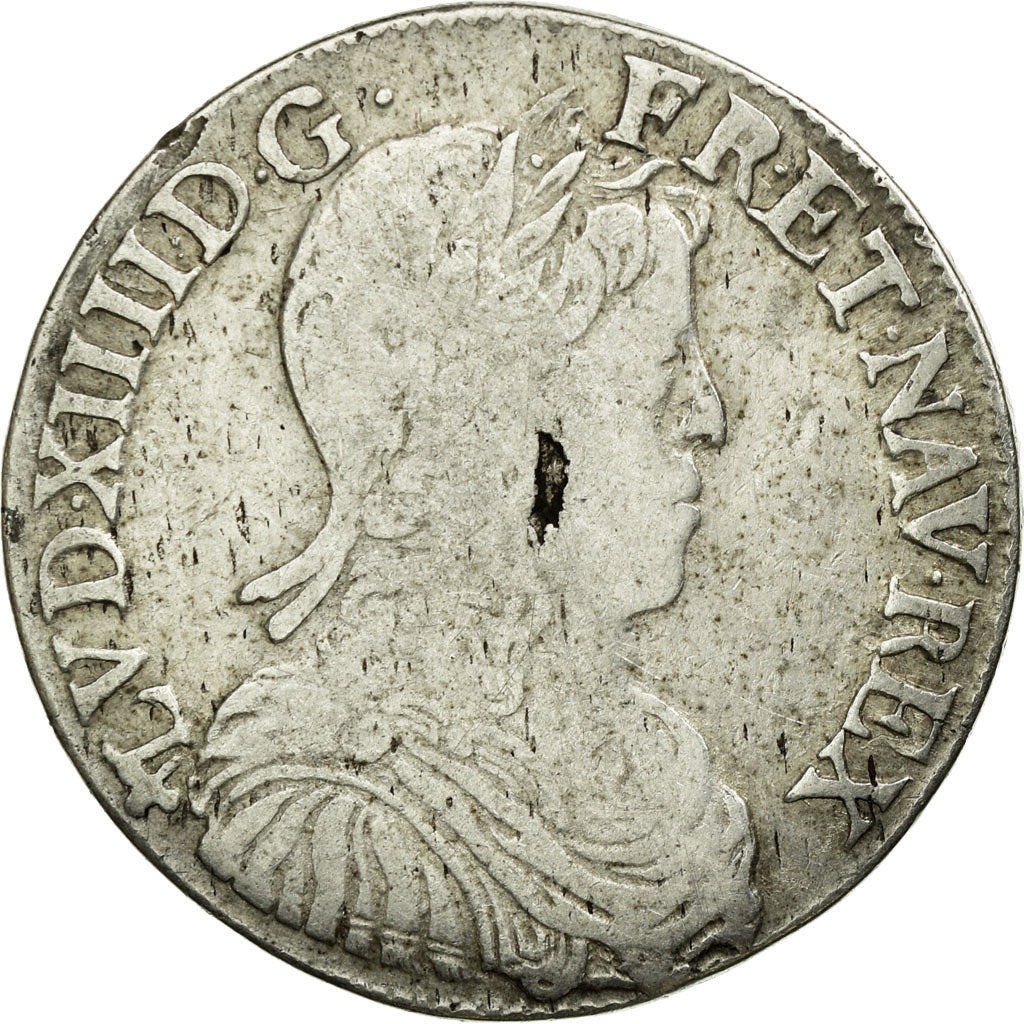 Coin, France, Louis XIV, 1/2 Écu à la mèche longue, 1654, Rennes, VF(20-25)