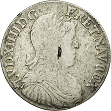 Coin, France, Louis XIV, 1/2 Écu à la mèche longue, 1654, Rennes, VF(20-25)