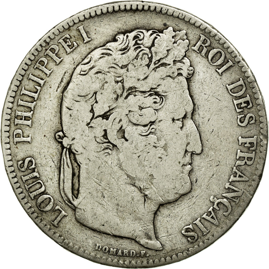 Moneta, Francia, Louis-Philippe, 5 Francs, 1834, Nantes, MB, Argento, KM:749.12