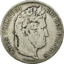 Moneta, Francia, Louis-Philippe, 5 Francs, 1834, Nantes, MB, Argento, KM:749.12