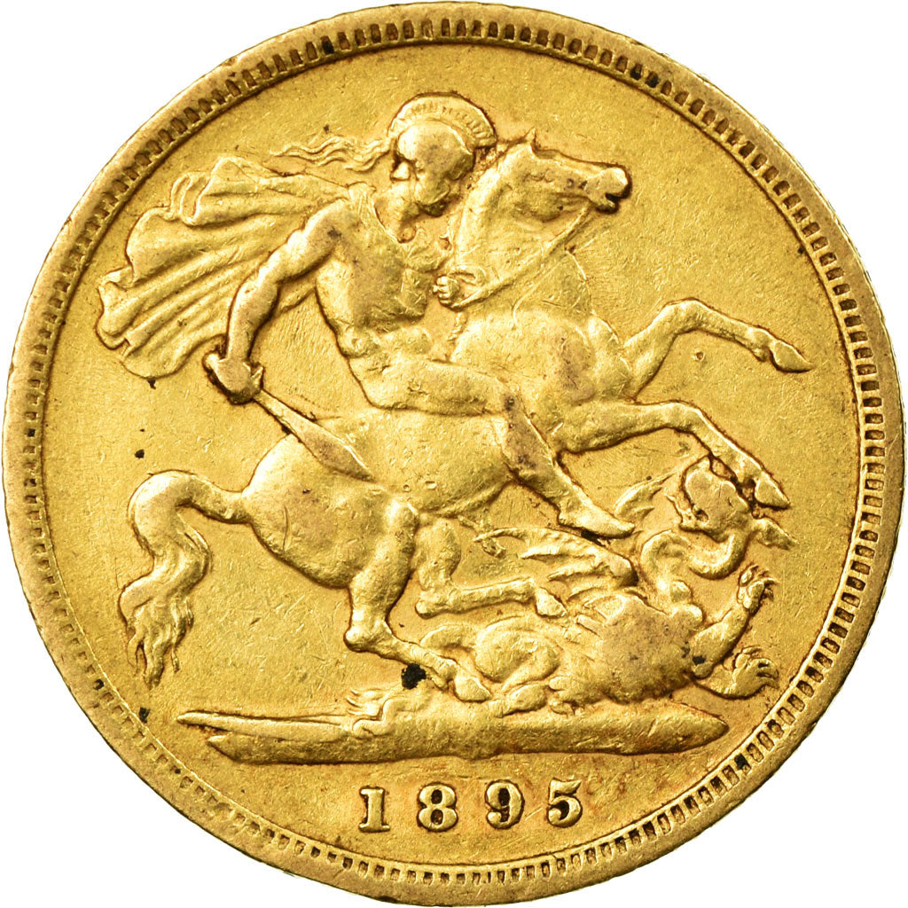 Münze, Großbritannien, Victoria, 1/2 Sovereign, 1895, S+, Gold, KM:784