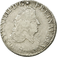 Moeda, França, Louis XIV, 1/4 Ecu aux palmes, 1695, Limoges, Rara, VF(20-25)
