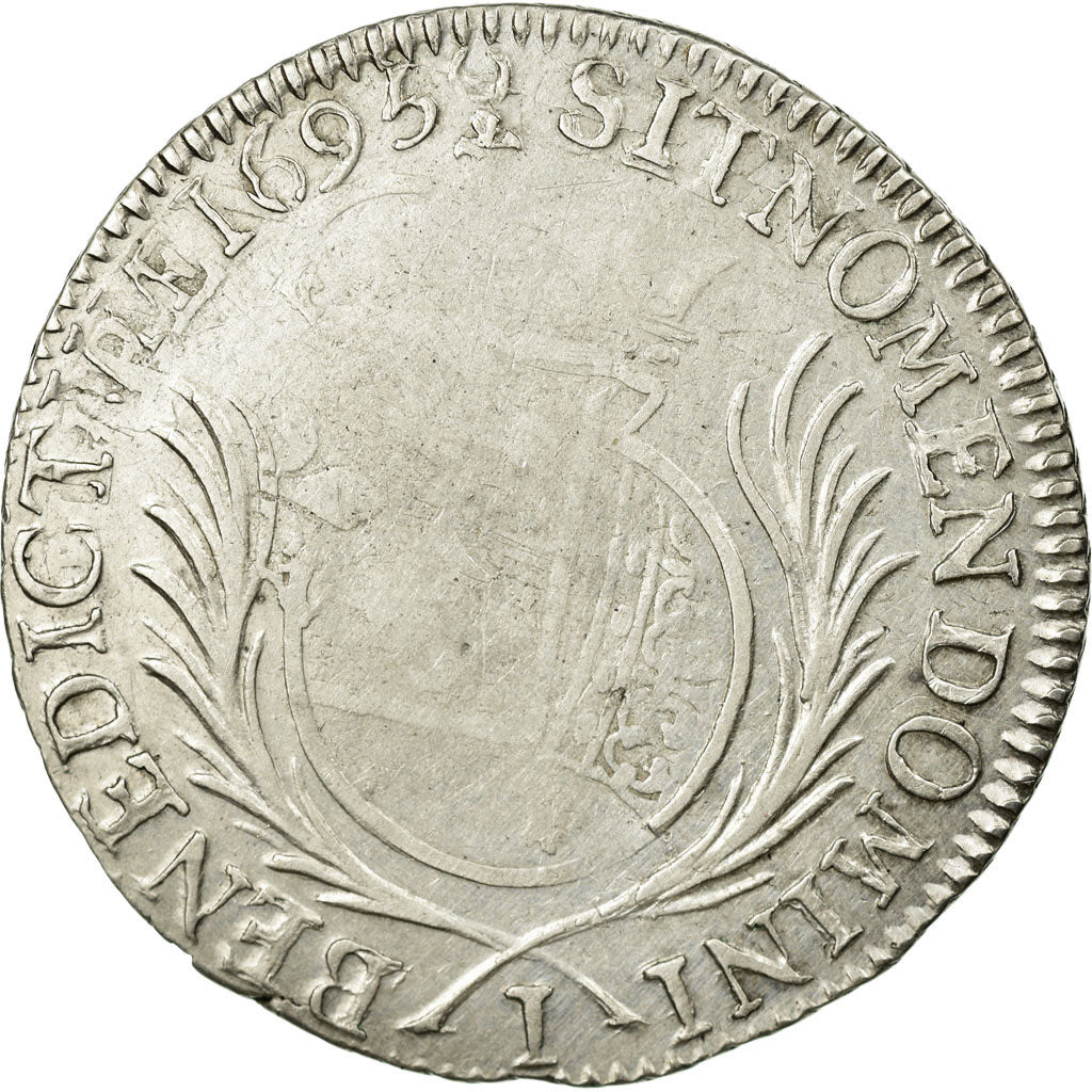 Moeda, França, Louis XIV, 1/4 Ecu aux palmes, 1695, Limoges, Rara, VF(20-25)
