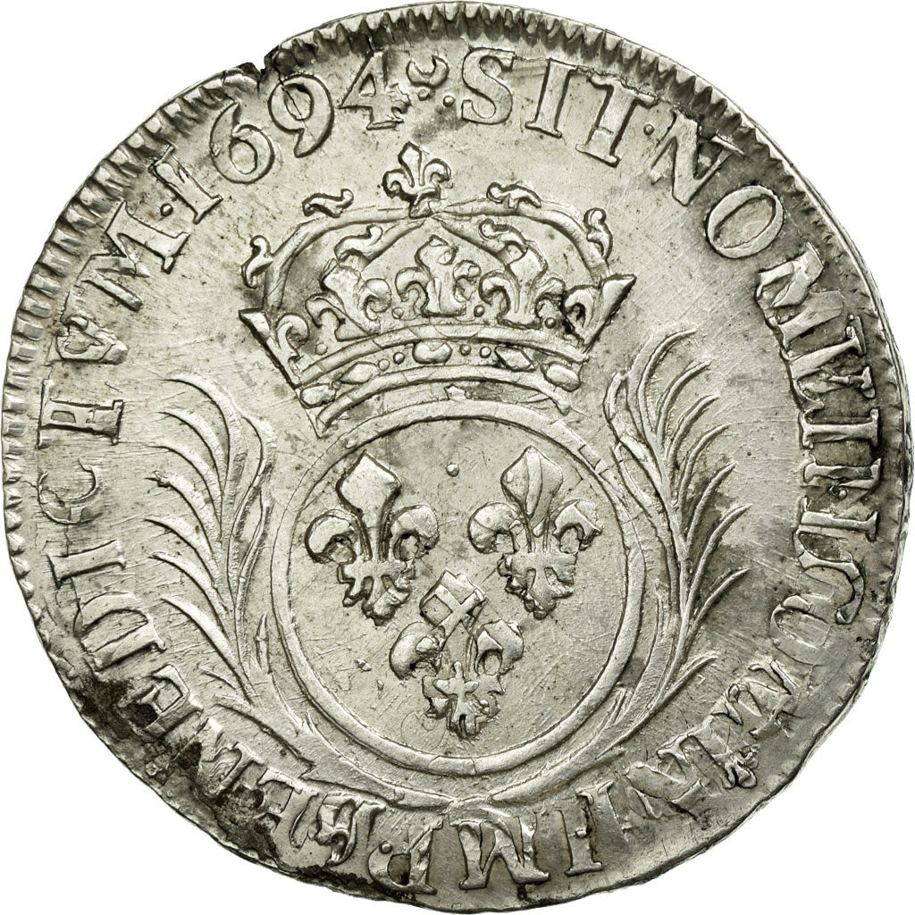 Moeda, França, Louis XIV, 1/2 Ecu aux palmes, 1694, Uncertain Mint, VF(30-35)