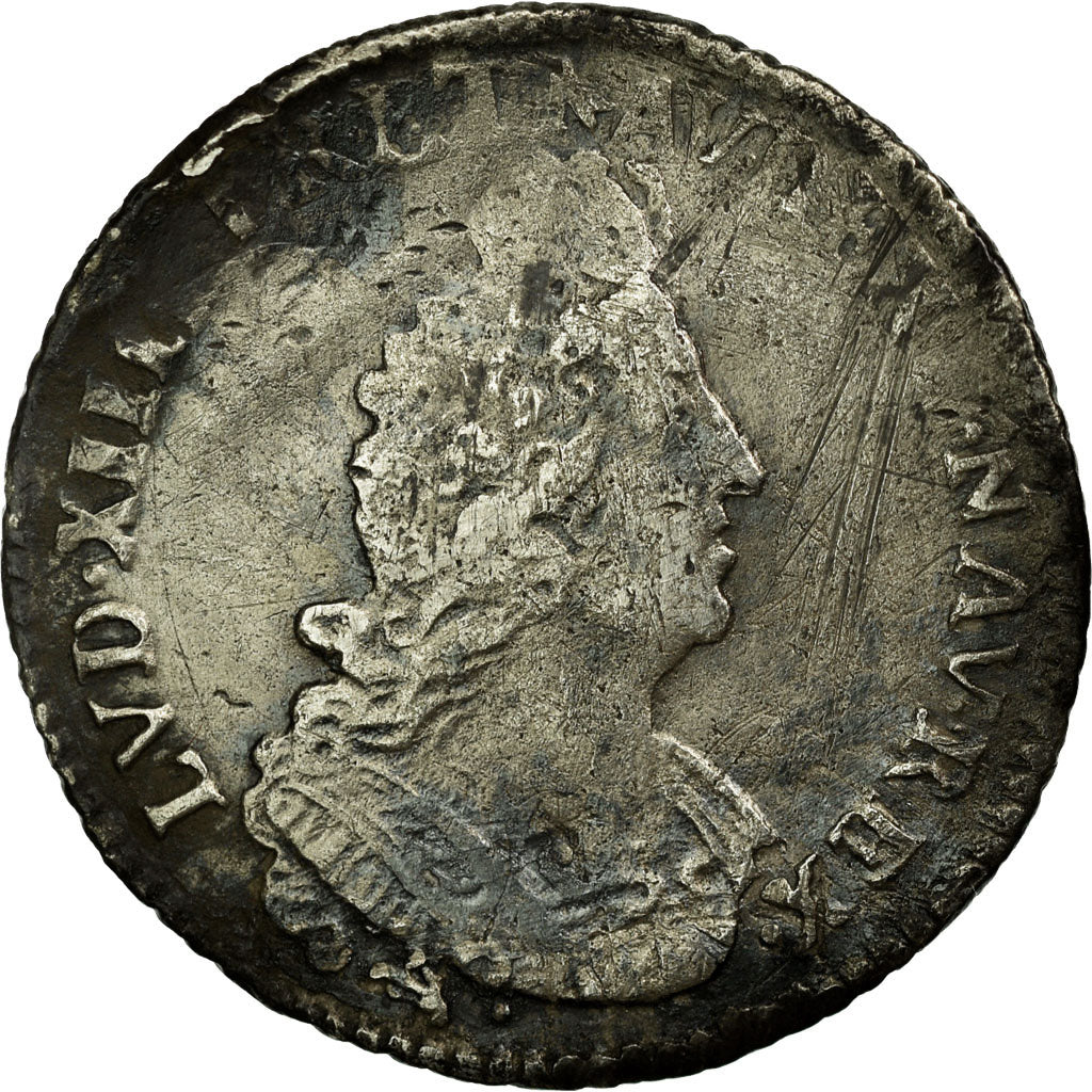Coin, France, Louis XIV, 1/12 Ecu aux palmes, 1695, Lyon, VF(20-25), Silver