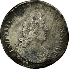 Coin, France, Louis XIV, 1/12 Ecu aux palmes, 1695, Lyon, VF(20-25), Silver