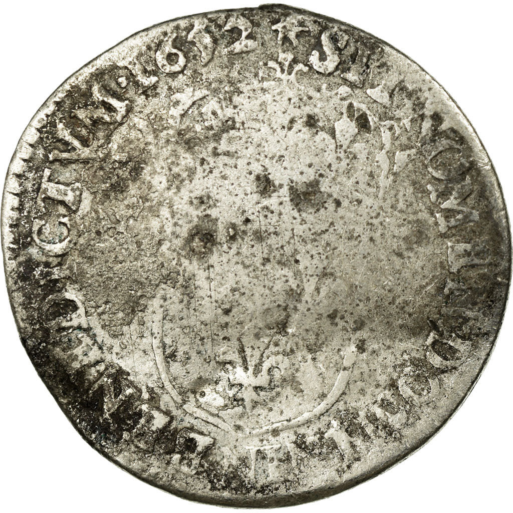 Monnaie, France, Louis XIV, 1/12 Ecu à la mèche longue, 1652, Montpellier, B