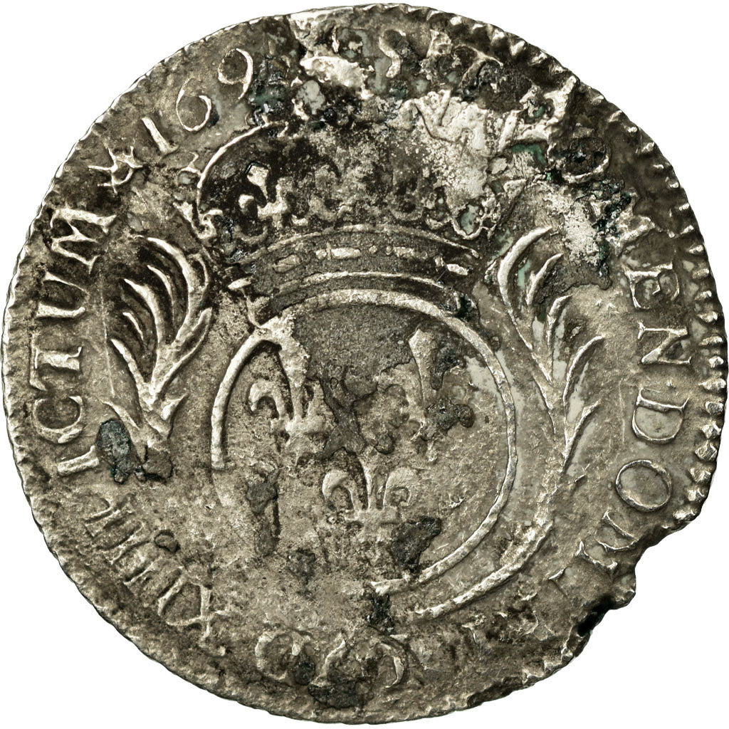 Monnaie, France, Louis XIV, 1/12 Ecu aux palmes, Date incertaine, Dijon, B+