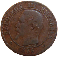 FRANCE, Napoléon III, 2 Centimes, 1856, Rouen, KM #776.2, VF(20-25), Bronze, G..