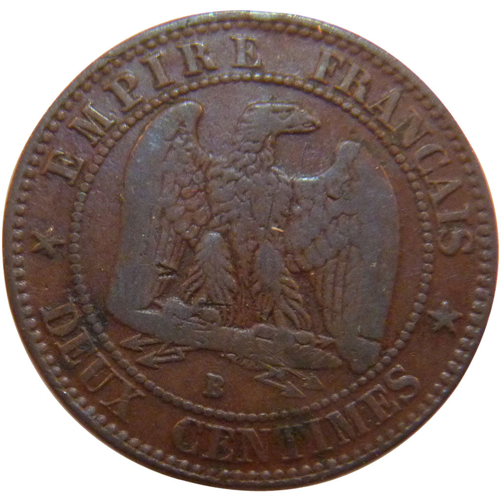 FRANCE, Napoléon III, 2 Centimes, 1856, Rouen, KM #776.2, VF(20-25), Bronze, G..