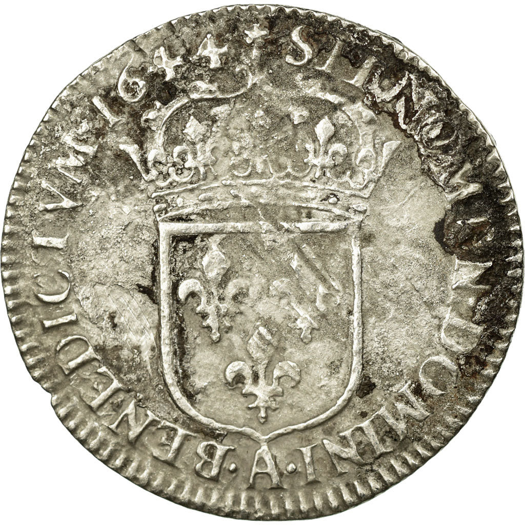 Coin, France, Louis XIV, 1/12 Ecu à la mèche courte, 1644, Paris, F(12-15)