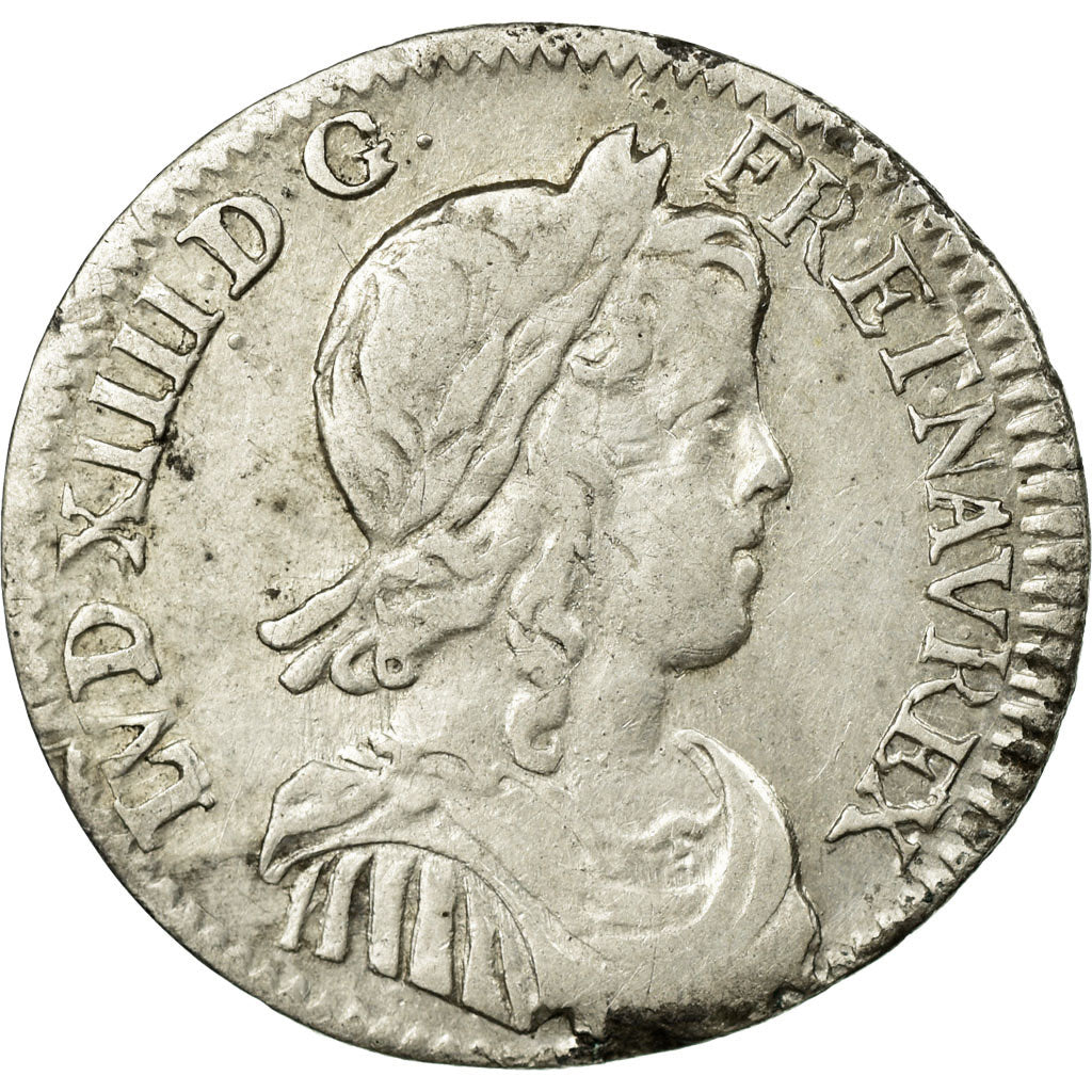 Coin, France, Louis XIV, 1/12 Ecu à la mèche longue, 1654, Paris, VF(30-35)