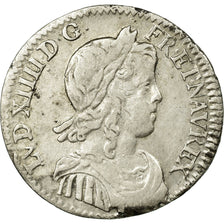 Coin, France, Louis XIV, 1/12 Ecu à la mèche longue, 1654, Paris, VF(30-35)