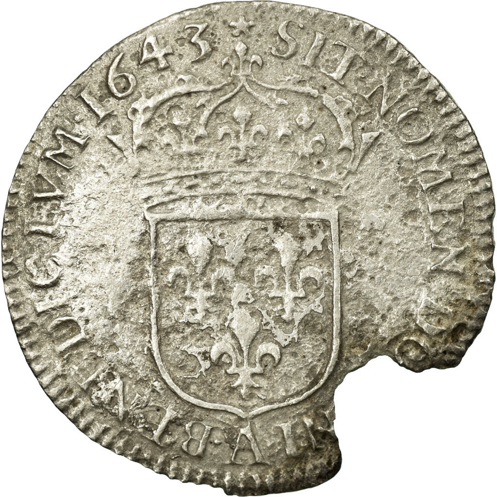Munten, Frankrijk, Louis XIII, 1/12 Ecu, 1643, Paris, 2ème poinçon de Warin