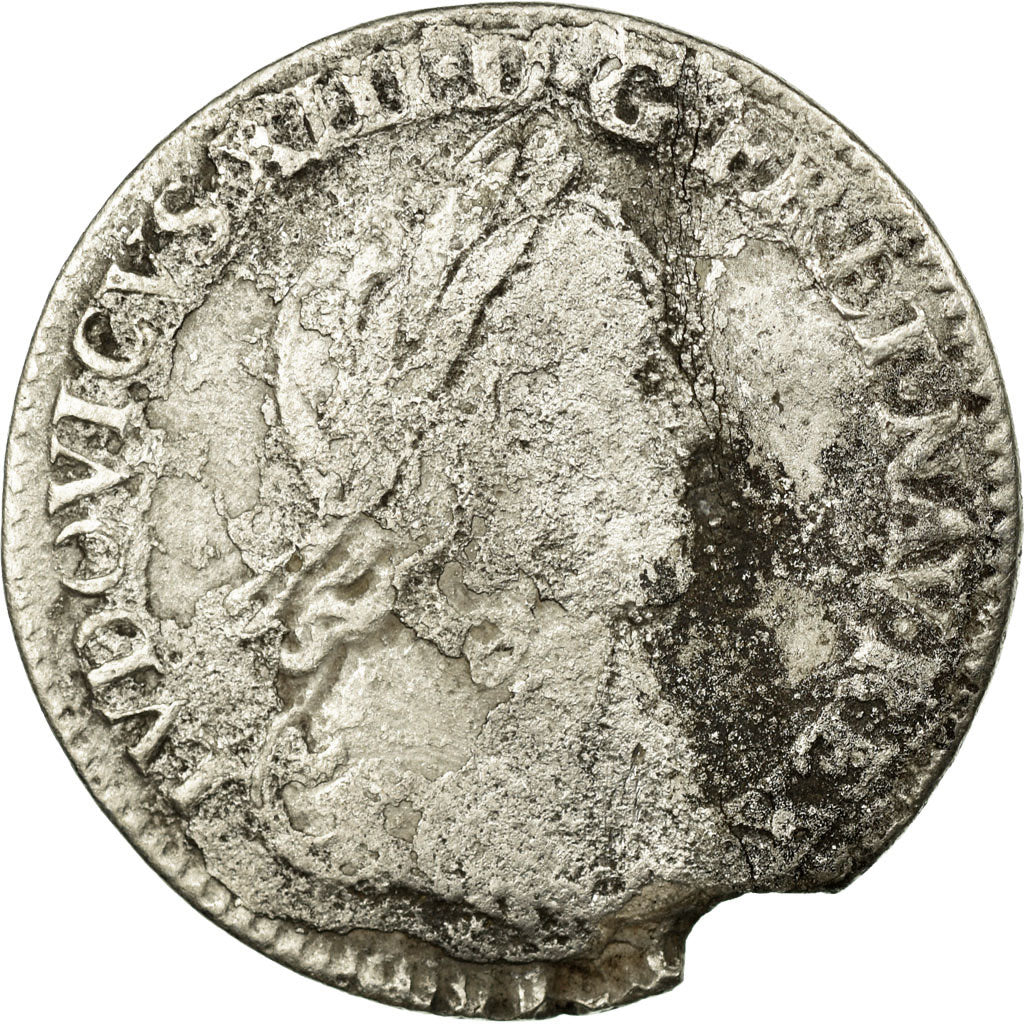 Moeda, França, Louis XIII, 1/12 Ecu, 1643, Paris, 2ème poinçon de Warin