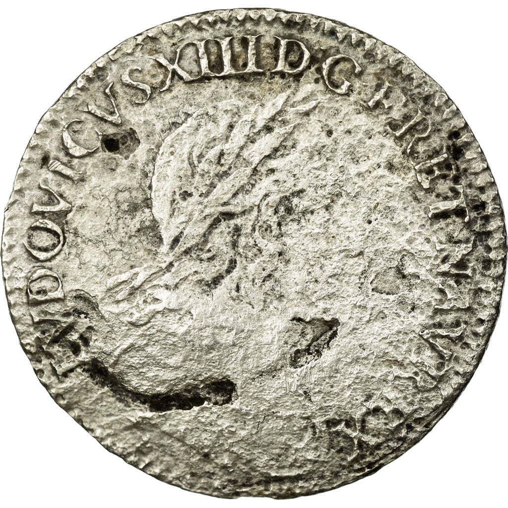 Moeda, França, Louis XIII, 1/12 Ecu, 1643, Paris, 2ème poinçon de Warin