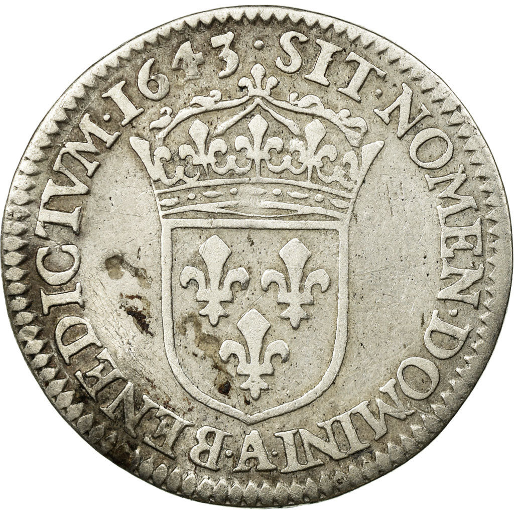 Munten, Frankrijk, Louis XIII, 1/12 Ecu, 1643, Paris, 2ème poinçon de Warin