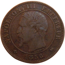FRANCE, Napoléon III, 2 Centimes, 1856, Rouen, KM #776.2, EF(40-45), Bronze, G..