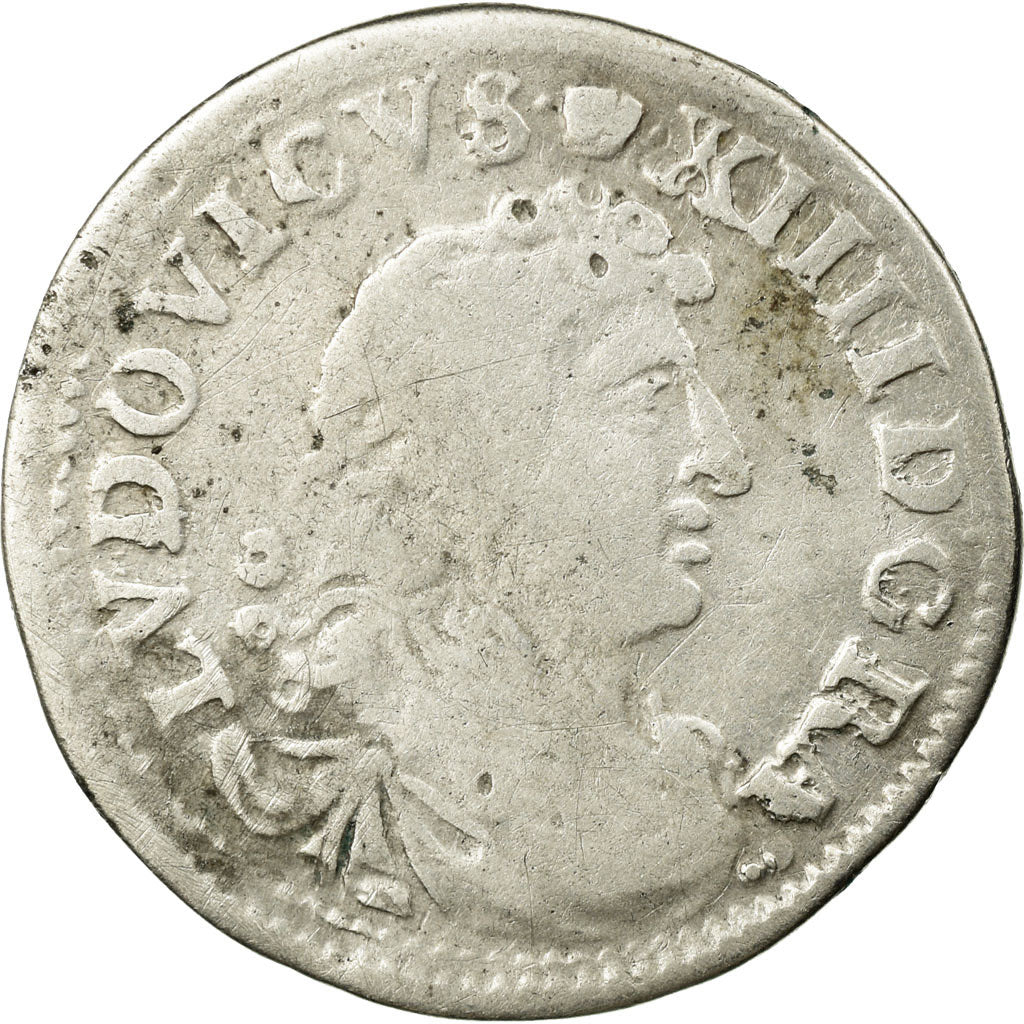 Coin, France, Louis XIV, 4 Sols des Traitants, 1676, Vimy, VF(20-25), Silver