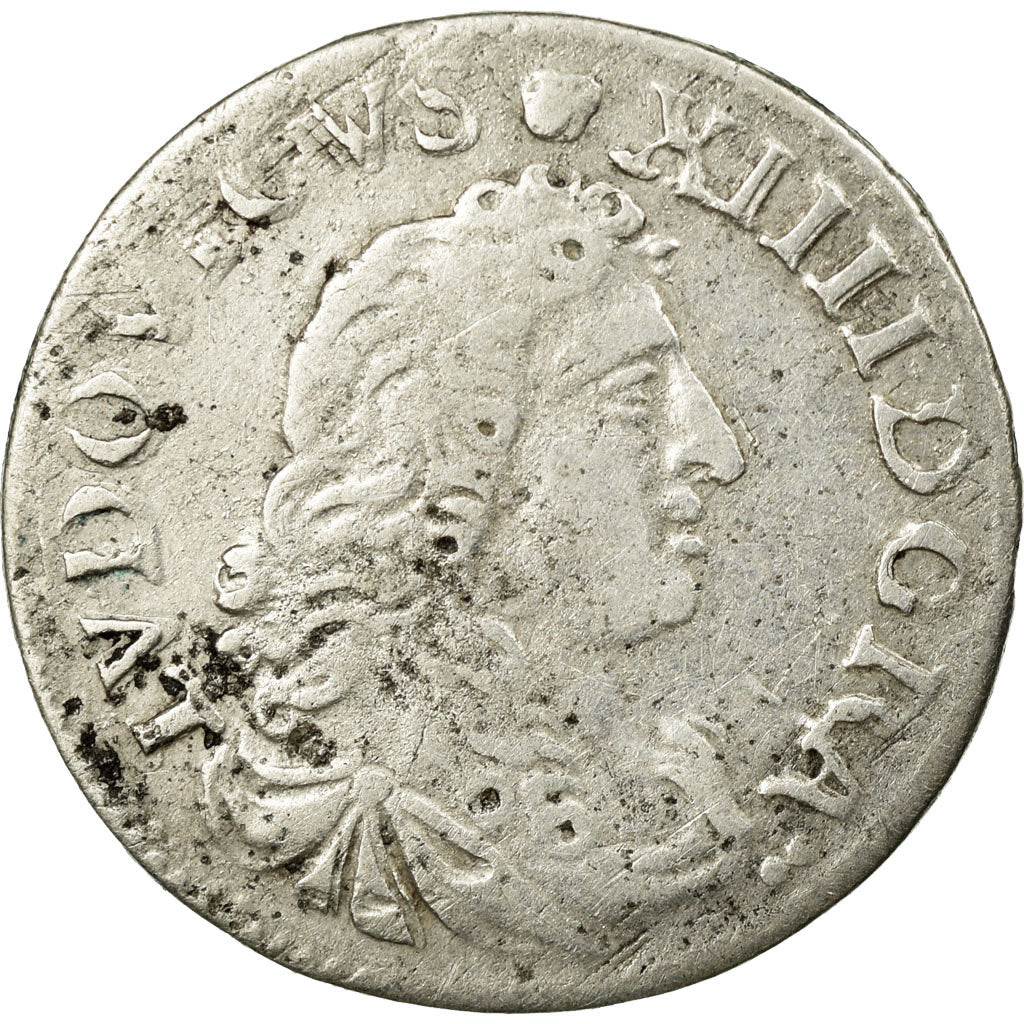 Coin, France, Louis XIV, 4 Sols des Traitants, 1676, Vimy, VF(30-35), Silver