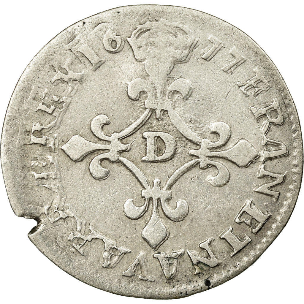 Coin, France, Louis XIV, 4 Sols des Traitants, 1677, Vimy, VF(20-25), Silver