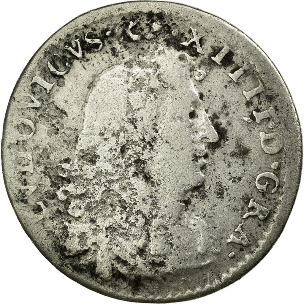 Moeda, França, Louis XIV, 4 Sols des Traitants, 1676, Paris, F(12-15), Prata