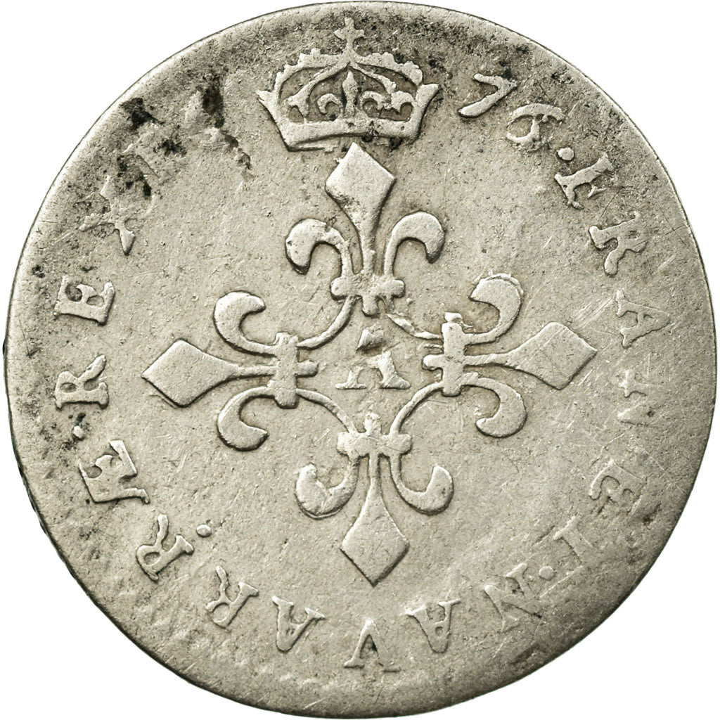 Moeda, França, Louis XIV, 4 Sols des Traitants, 1676, Paris, F(12-15), Prata